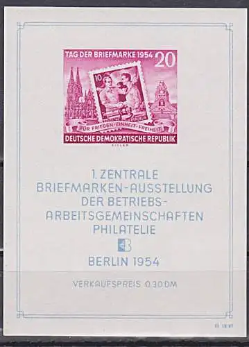 Briefmarkenausstellung 1054 Kölner Dom Völkerschlachtdenkmal auf einer DDR-Marke DDR Block 10 **
