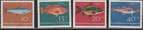 Fische Hering Rotbarsch Karpfen Kabeljau  BRD 412/5 ** Jungendmarken 1964