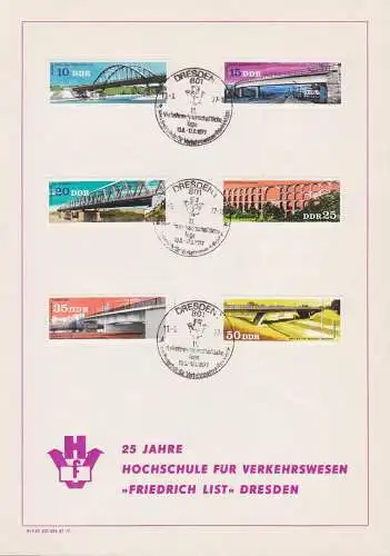 Gedenkblatt 25 Jahre Hochschule für Verkehrswesen Dv  III 9 23 JtG 024 27 77, SoSt. 13.6.77, SoMkn Brücken