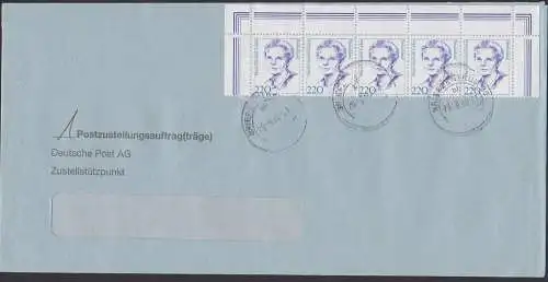 Postzustellunsauftrag mit 220 Pf. (5) Marie-Elisabeth Lüders  aus Kleinbogen