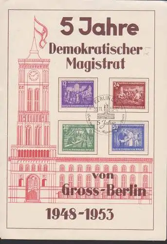 Gedenkblatt Demokratischer Magistrat von Gross-Berlin, Rotes Rathausrs. Dv (272) 8 31774/52 - 20, SoSt. li.Rand gebr.