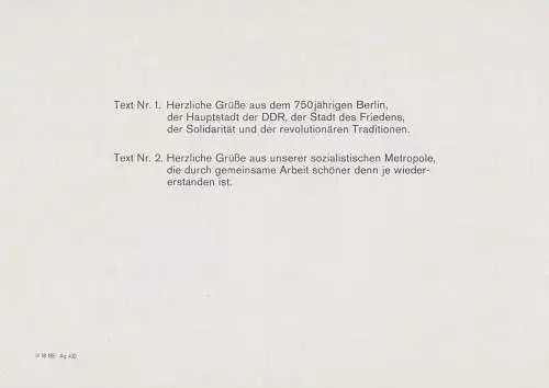 Berlin-Telegramm 2,- M ungebraucht, anlässlich 750 Jahre Berlin, Rote Rathaus mit Berliner Bär
