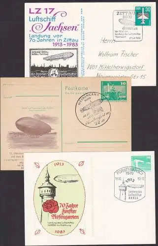 Zeppelin - GA Forst Rosengarten, Landung des Luftschiffes Hansa, Rohrer Berg bei Meiningen, Zittau Luftschiff Sachsen