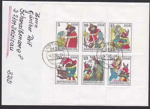 Grimm`s Märchen "Rumpelstilzchen" Spinnrad Prinzessin FDC DDR Klbg. 2187/92 R-Brief Lübthen 14.12.76