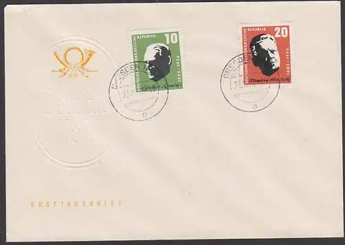 Günther Ramin und Hermann Abendroth, DDR FDC 604/05 mit OSt. Dresden auf neutralem Umsschlag