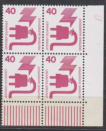 Bogenmarke 40 Pfg. Unfallverhütung defekter Stecker mit Druckerzeichen BRD 699 A DZ 7 postfrisch