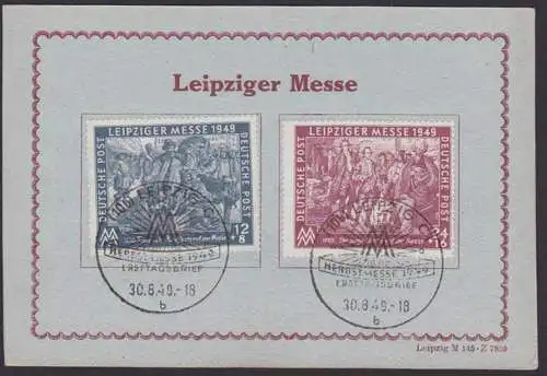 Gedenkblatt mit Dv  Leipzig M 145 - Z 7859 Leipziger Herbstmesse SBZ 240/41, SoSt. 30.8.49, Goethe auf der Messe