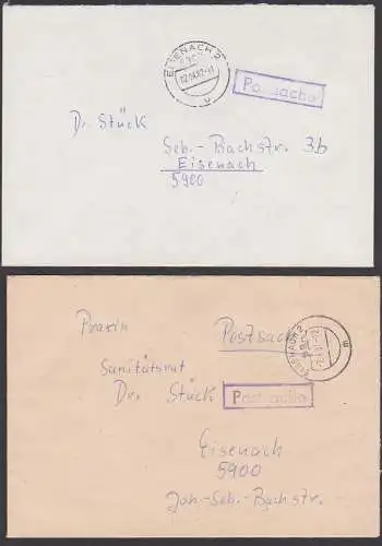 Postsache Eisenach zwei Briefe als PS vom 2.4. bzw. 7.7.87, Ortssendungen