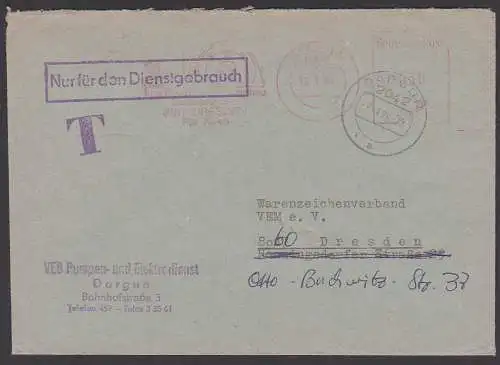 Kuriosum, Dargun 7.1.86 ZKD-Bfe "NfD -T-" AFS mit =030= Wertstempel Sachsenwerk Dresden, AFS von Dresden 10.1.86