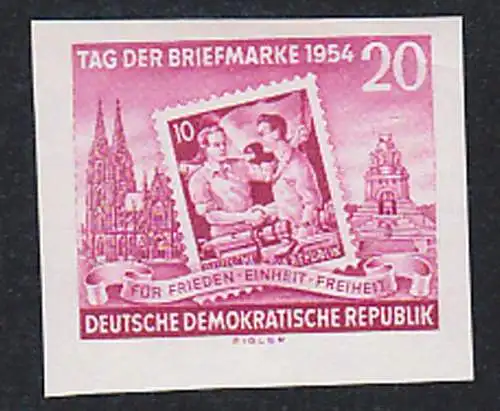Tag der Briefmarke 1954 Marke aus Block 10 postfrisch DDR 445B Kölner Dom Völkerschlachtdenkmal Leipzig