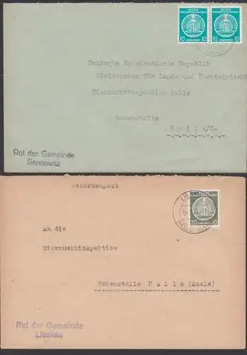 Sennewitz über Halle, Lieskau je Rat der Gemeinde Dienstpostbriefe, Behördenpost