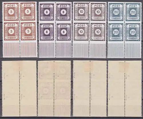Großröhrsdorf Postmeisterzähnung postfrisch / ungestempelt im 4er-Block, geprüft "E" SBZ 42, 44, 45 und 84 (4)