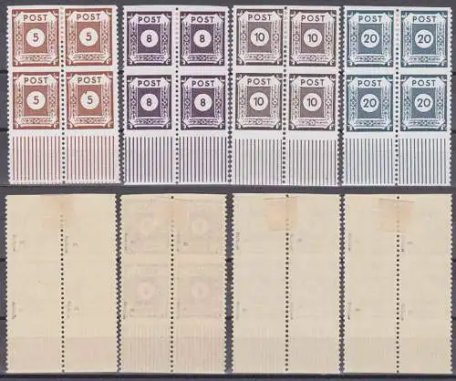 Großröhrsdorf Postmeisterzähnung postfrisch / ungestempelt im 4er-Block, geprüft "E" SBZ 42, 44, 45 und 84 (4)