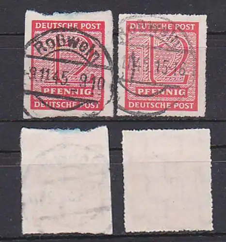 Rosswein Roßwein 12 Pf.-Marken gestempelt mit Postemeisterzähnung  119DX gestempelt, andere Zugabe Wz Y