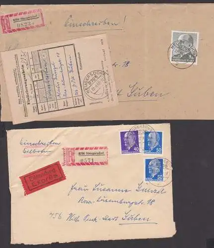 Neugersdorf 2 Bfe mit Walter Ulbricht, dabei 1 M, Briefstück mit Einlief.-Schein, bzw. R-Eil-Brief Wilhelm-Pieck-Stadt