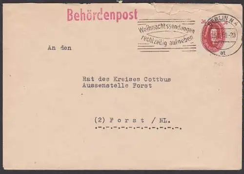 Leibnitz 24 Pf. Berlin Akademie der Wissenschaften DDR 269, Behördenpost Berlin 13.11.50 MWSt. Weihnachtssendungn