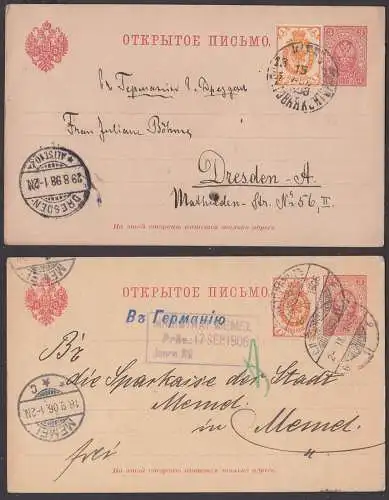 St. Petersburg Leningrad Kiew Russland 2 cards nach Dresden Königreich Memel Sparkasse