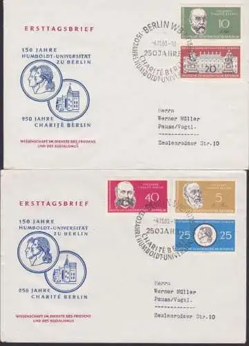 Berlin Humboldt-Universität Charite Robert Koch, Rudolf Virchow, W. Griesinger FDC DDR 795/99 SoSt. Berlin