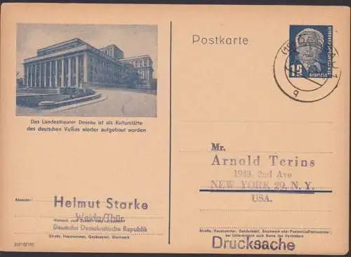DDR P42/06 Landestheater Dessau, OSt. Dessau, Auslands-Drucksache, Bidpost-GA, Kultur
