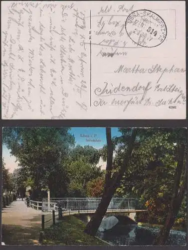 Lissa i. Posen Schloßplatz Bahnpost Lissa - Skalmierzyge Feldpostkarte ZUG 514 21.3.1917