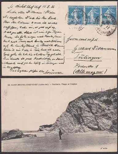 saint-Michel-chef-chef (Loire-Inf. Rochers, Plage at Fatalse nach Allemagne Tübingen 11.8.1936