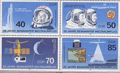 Bemannter Weltraumflug Juri Gagarin Multispektralkamera Germany Zdr. DDR 3005/08 postfrisch unused