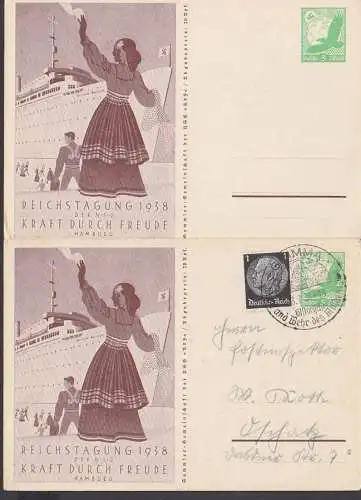 Wilhelm Gustloff Reichstagung 1938 5 Pfg. GA ungebraucht bzw gest mit Zusatzfrank. SoSt. Grimma