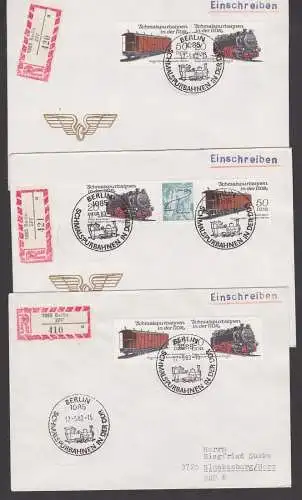Lot Zdr. Schmalspurbahnen in der DDR, SoSt. Berlin 17.5.83, Zittau Kurort Oybin, Kurtort Jonsdorf, je R-Brief portogenau