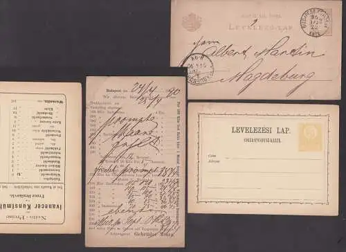 levelezezi lap 2 GA Budabest faposta este nach Magdeburg 22.4.1890 2 GA mit privatem Zudruck Ivanecer Kunstmühle