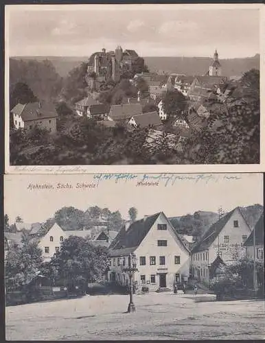 Hohnstein Sächsische Schweiz Marktplatz von 1928 und Jugendburg  1932 mit St. Haselhuhns Fremdenhof