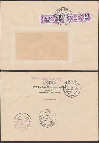 BERLIN ZKD 11(1602) Fernbrief 27.3.57, VEB Berliner Glühlampenwerk PSF-Nr. 159