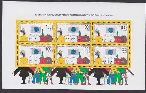 Düsseldorf 100 + 50 Pf. Kinderköpfe Weltkugel, Block 21 ** BRD, Briefmarkenausstellung der Jugend