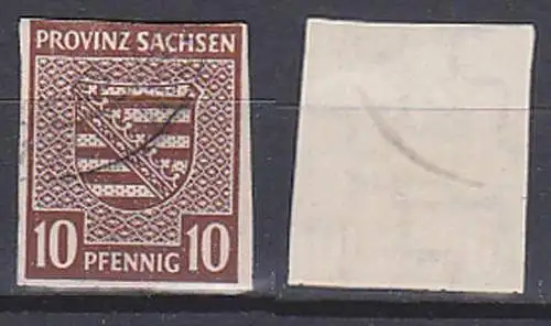 Provinz Sachsen 10 Pfg. Wappen, geschnitten SBZ 72, gestempelt
