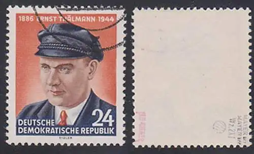 Ernst Thälmann DDR 432YI, 24 Pfg. mit Wasserzeichen YI geprüft BPP gestempelt