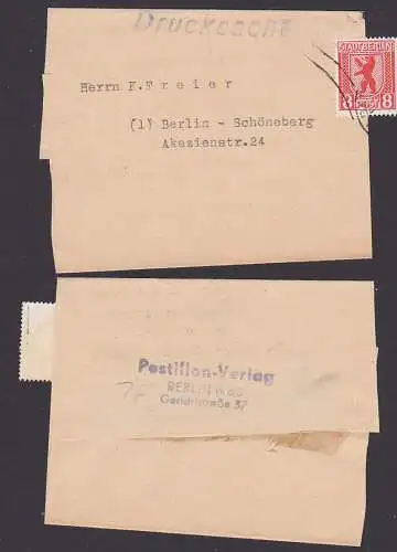 Berlin Zeitungs-Streifband-Sendung Drucksache 8 Pf. EF Berliner Bär, Abs. Postillion-Verlag