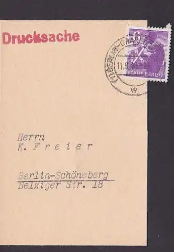 Berlin-Charlottenburg 6 Pfg. Bär Streifbandsendung von Arnold EBEL 11.9.46  portogenau nach Berlin-Schöneberg