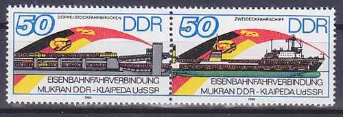 Eisenbahn Fährverbindung Mukran - Kleipeda UdSSR, PF "R" verkürzt, ** im Zdr.