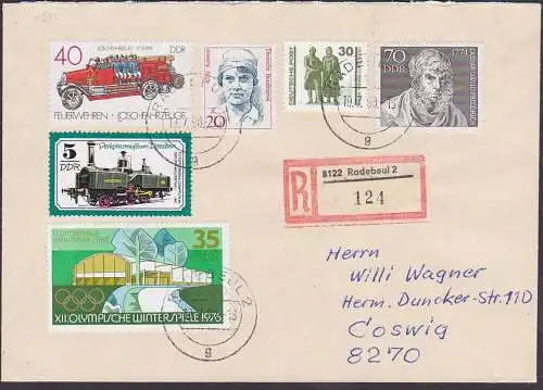 Caspar David Fridrich, Marke aus DDR Bl. 40 1962 R-Brief portogenau in MiF DM-Währung und Bundmarke