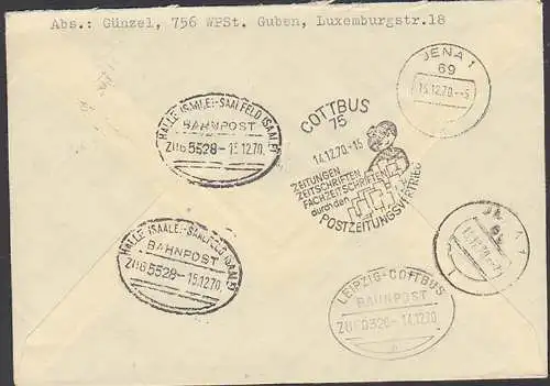 Wilhelm-Pieck-Stadt Guben, R- bzw. Eil-Brief