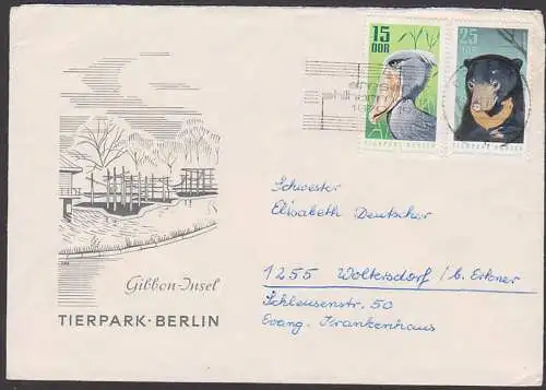 DRESDEN MWSt. "dresdner philharmonie 1879 - 1979" Doppelfernbrief mit 25 Pfg. Malaienbär, DDR 1620, 1618, Tierpark