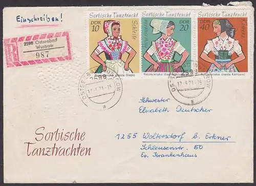 Ostseebad Wustrow R-Brief  DDR Sorbische Mädchen-Trachten portogenaue MiF 17.5.71