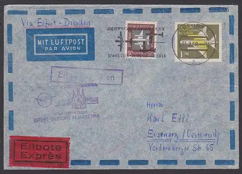 par avion MWSt. Erfurt "Deutsche Lufthansa Spare Zeit - reise zeitgemäß" Erfurt Dresden, Severiekirche Flughafen Erfurt