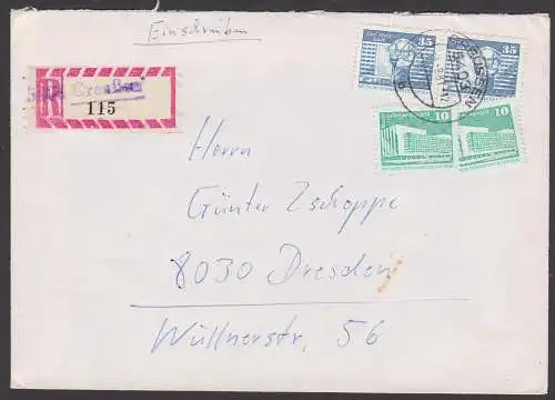 Greußen Greussen R-Doppel-Brief Aushilfs-R-Zettel, 35 Pf. Karl-Marx-Stadt Nichel Karl Marx
