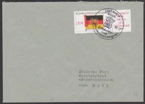 Nationale Volksarmee 30 Jahre, DDR 3001 mit Nebenfeld, portogenau SoSt. Oberhof "R" Rennsteigwerbung 12.4.86