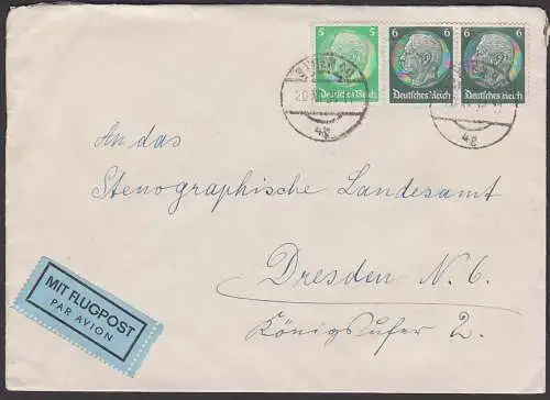 Wien 40, 20.XII. 38 Luftpostbrief mit Hindenburg-Marken nach Dresden