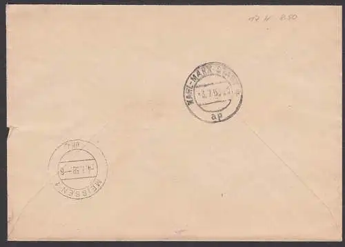 Meinersdorf (Erzgebirge) ZKD-Brief mit 17H, KONSUM Genossenschaft Kreis Stollberg, Kennung "A", 3.7.58