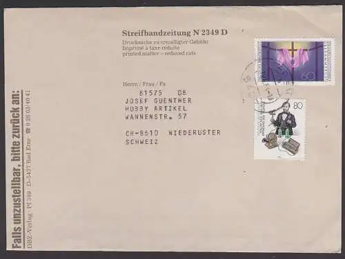 Streifbandsendung Bad Ems nach Niederuster Schweiz, Abs. DBZ-Verlag 10.4.84