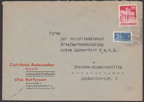 Bad Pyrmont Brief nach Sachsen mit NO-Marke, die nicht zulässig war, hier geschnitten und unbeanstandet gelaufen