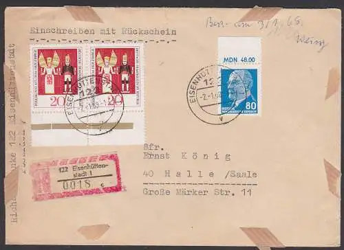 Eisenhüttenstadt  1331 OR2, 80 Pf. Walter Ulbricht, R-Doppelbrief  Volkskunst aus dem Erzgebirge