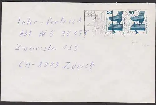 Germany  BRD 700 (2) Arbeitsschutz, Fuß Brett Nagel MeF nach Zürich MWSt. 1200 JahrePaderborn